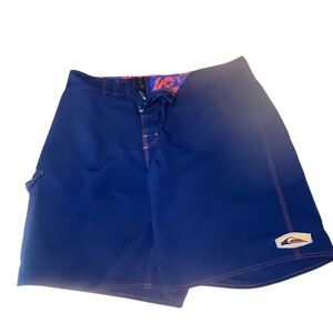 Quiksilver Men’s Navy Blue Board Shorts with Orange Accent